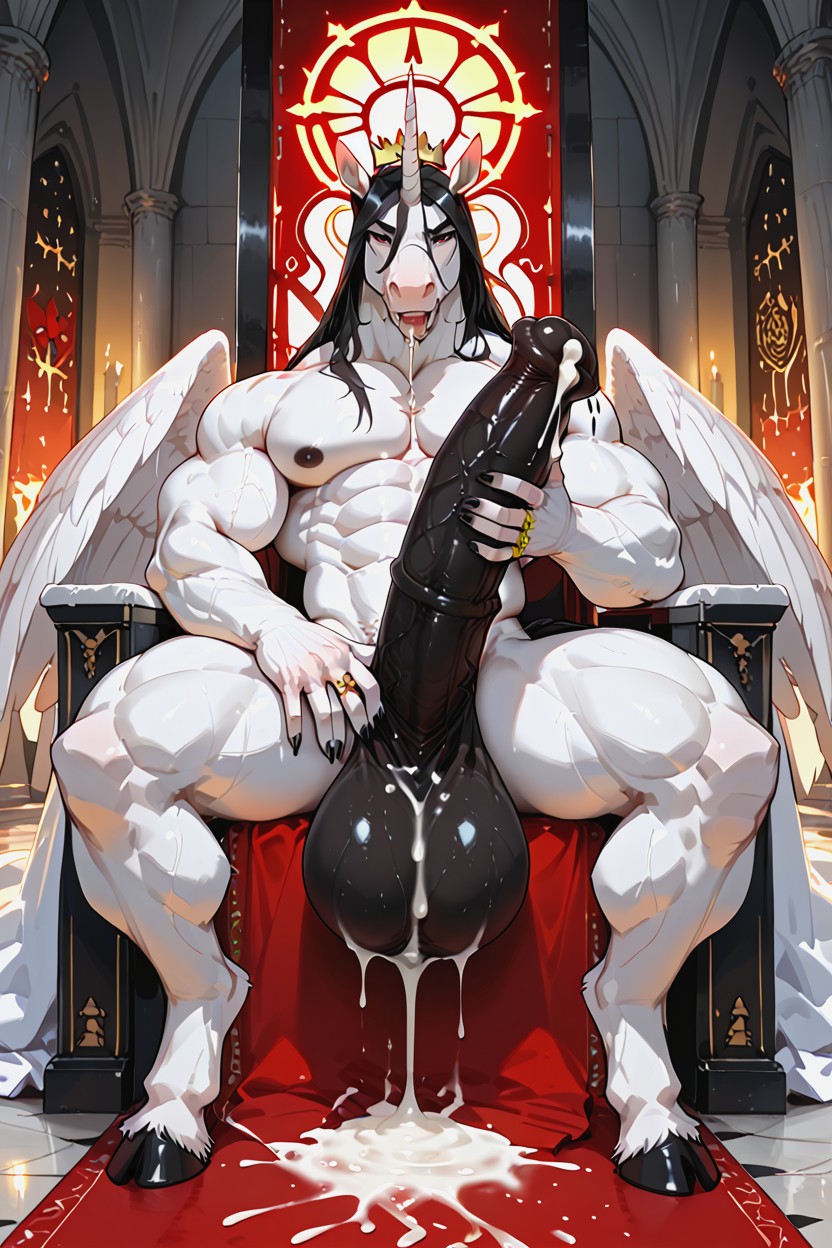 Red Carpet, Black Mane, Muscular Arms Porno IA Furry