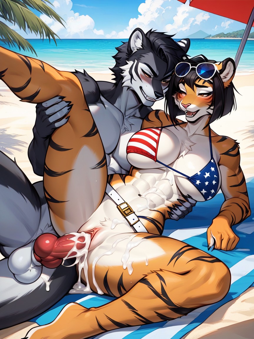 Cum On Thighs, Female Tiger With Black Hair, Massive Breast Furry AI Porn