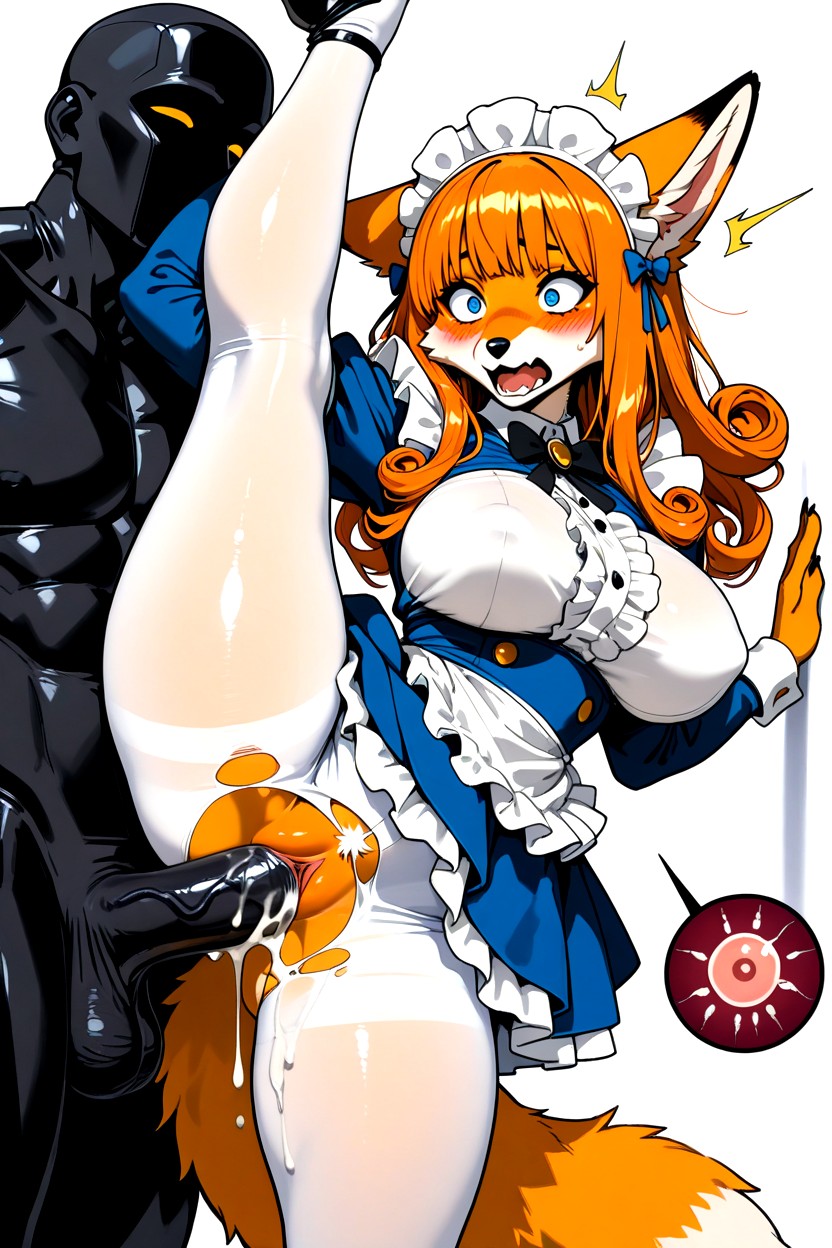 Fluffy Tail, Blue Ruffled Maid Dress, Shacking Porno IA Furry