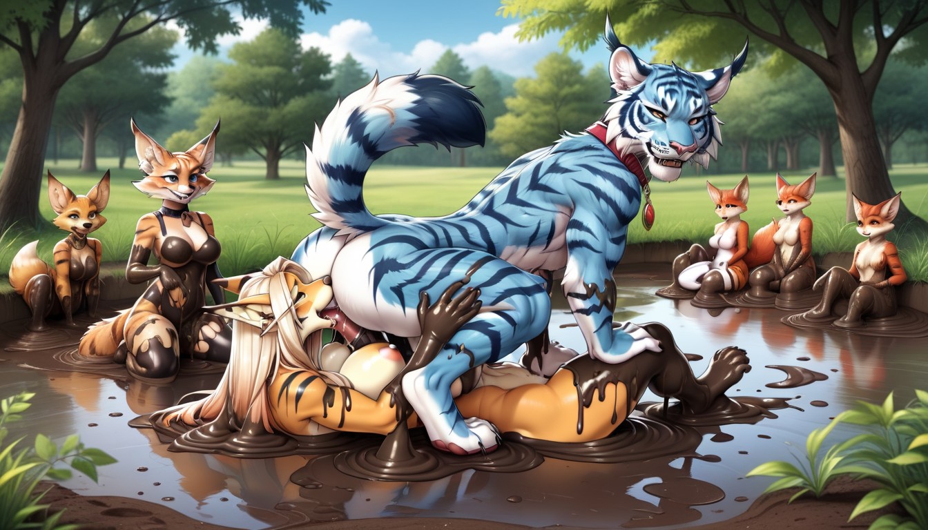Mud Pooling, Lots Of Mud, Tiger Furry IA