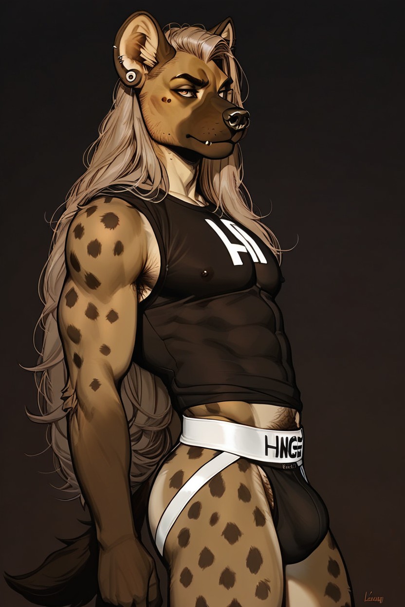 Hairy Armpits, Pubic Hair, Dark Background Furry IA