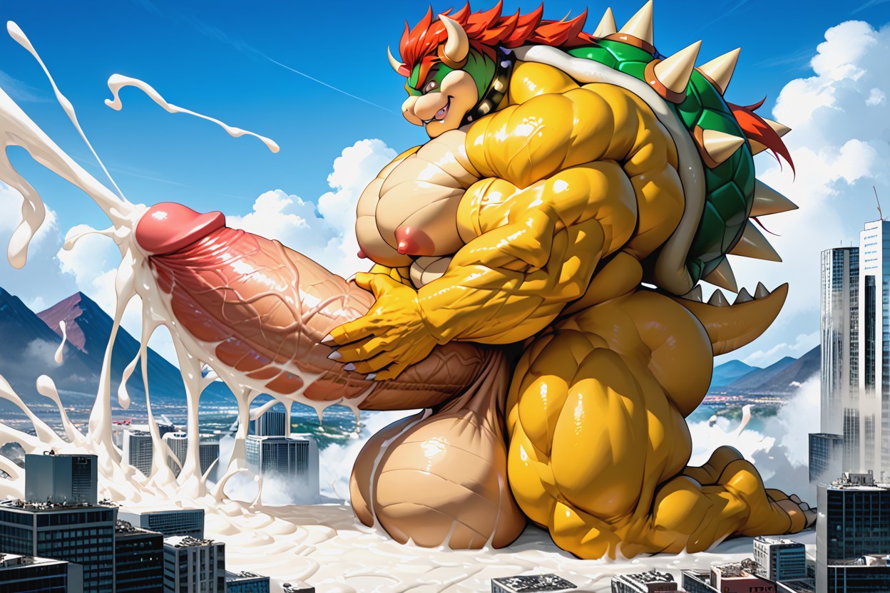 Oversized Giant Bowser, Hyper Bulge, Excessive Cumshot Furry AI Porn
