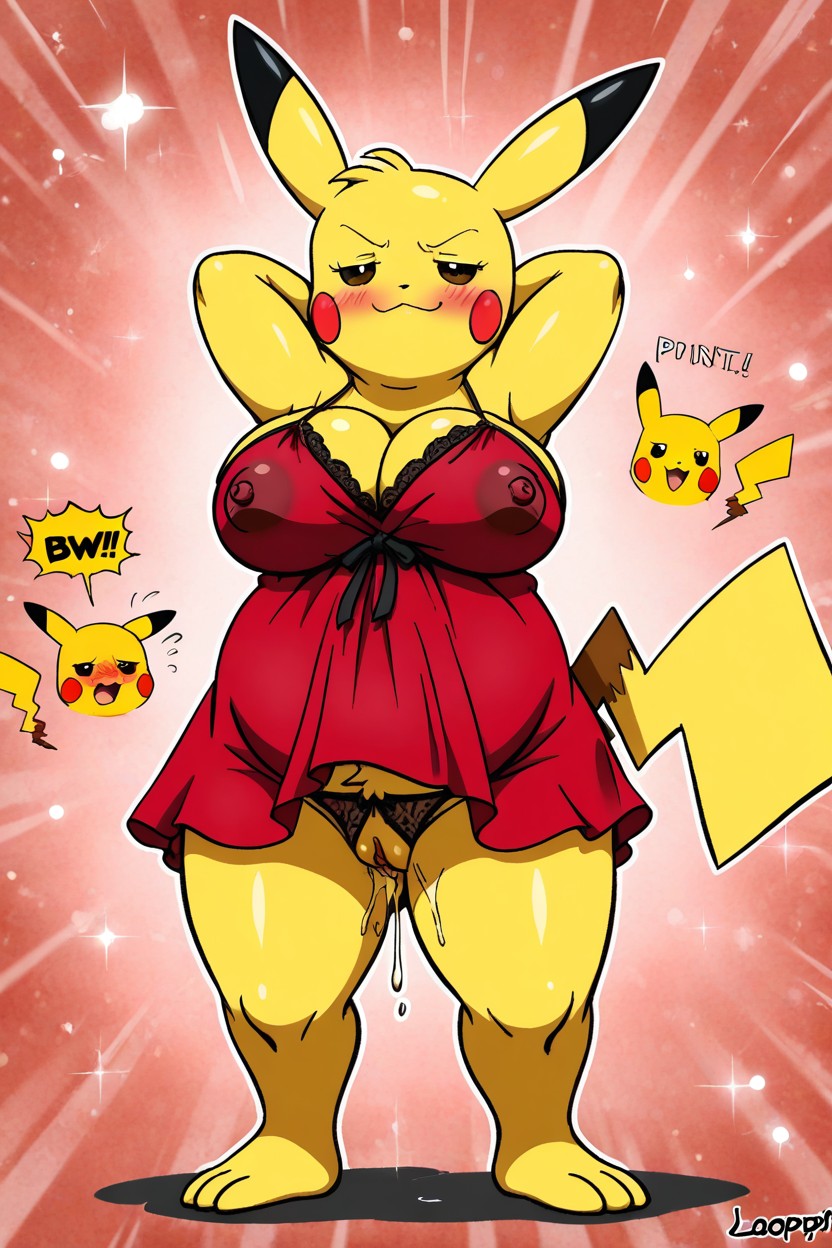 Yellow Fur, Horny Expression, Giant Saggy Breasts Furry AI Porn