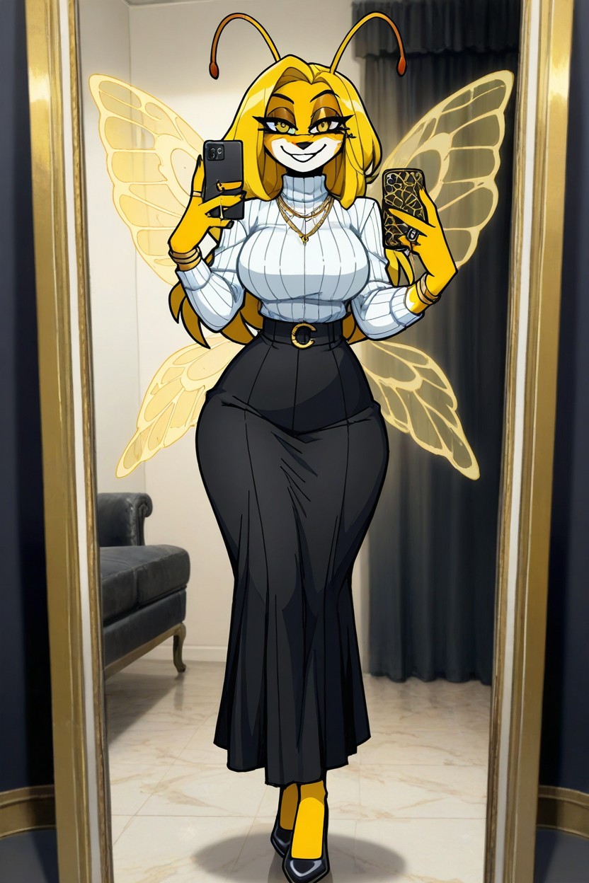 Anthropomorphic Queen Woman, Translucent Wings, 20+ Furry AI Porn
