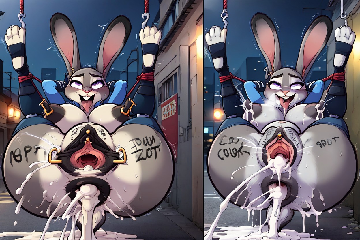 Spread Pussy Wide Open With Hook Rope, Women Restrained, High Face Detailed Furry AI Porn