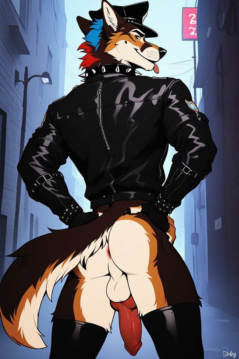 One Anus, Gold Eyes, Dimly Lit Furry AI Porn