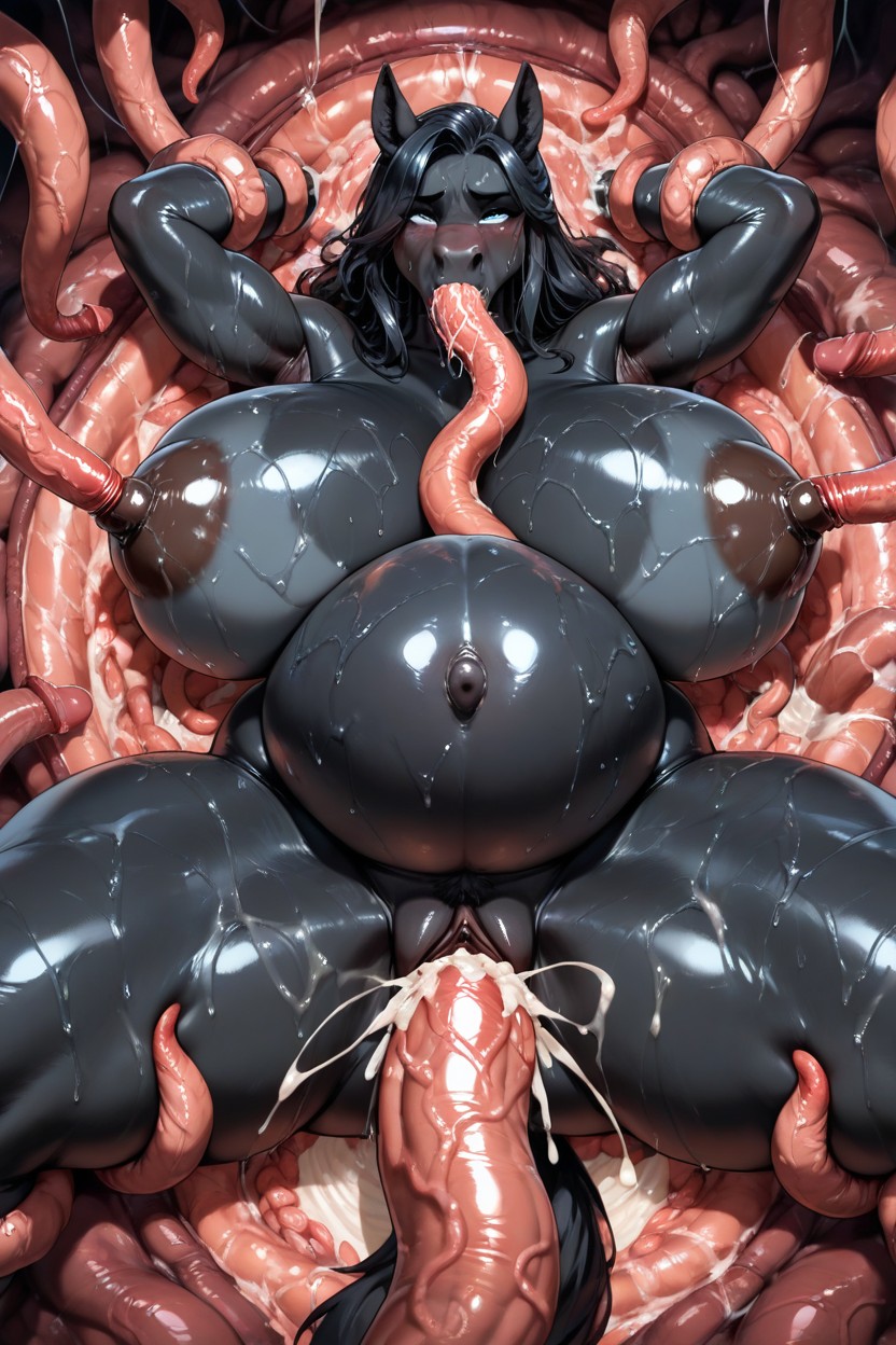Bumpy Thick Tentacles, Nipple Sucker Tentacles On Breasts, Thick And Chubby Furry AI Porn