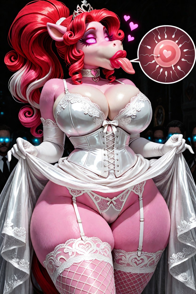 Pink Highlights In Hair, 乳溝, Mega Big Lips AI獸人黃片