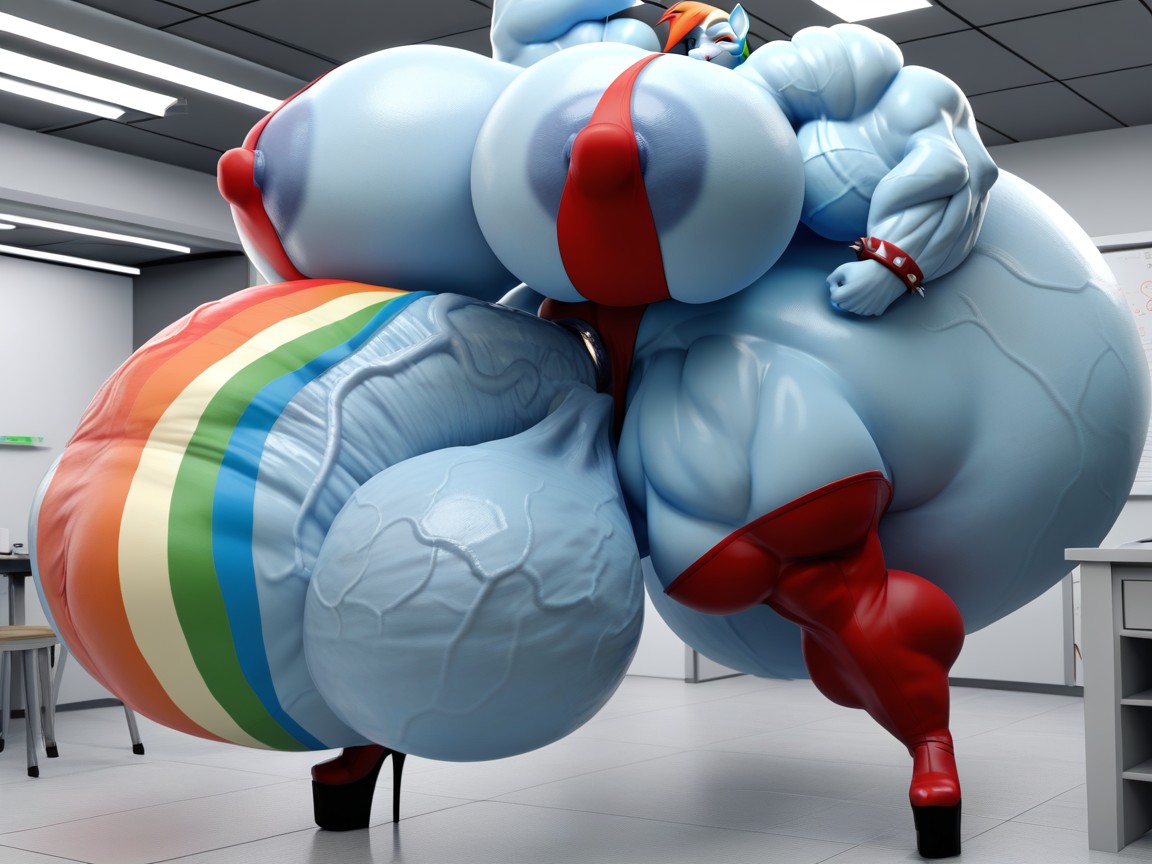 Erection Above Her Own Head, Hyper Gigantic Testicles, Impossibly Gigantic Girthy Penis ファーリーAIポルノ