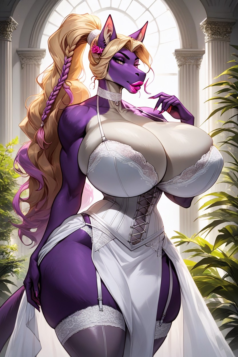 Grande Longueur, Corset Wedding Dress, Modèle Porno IA Furry