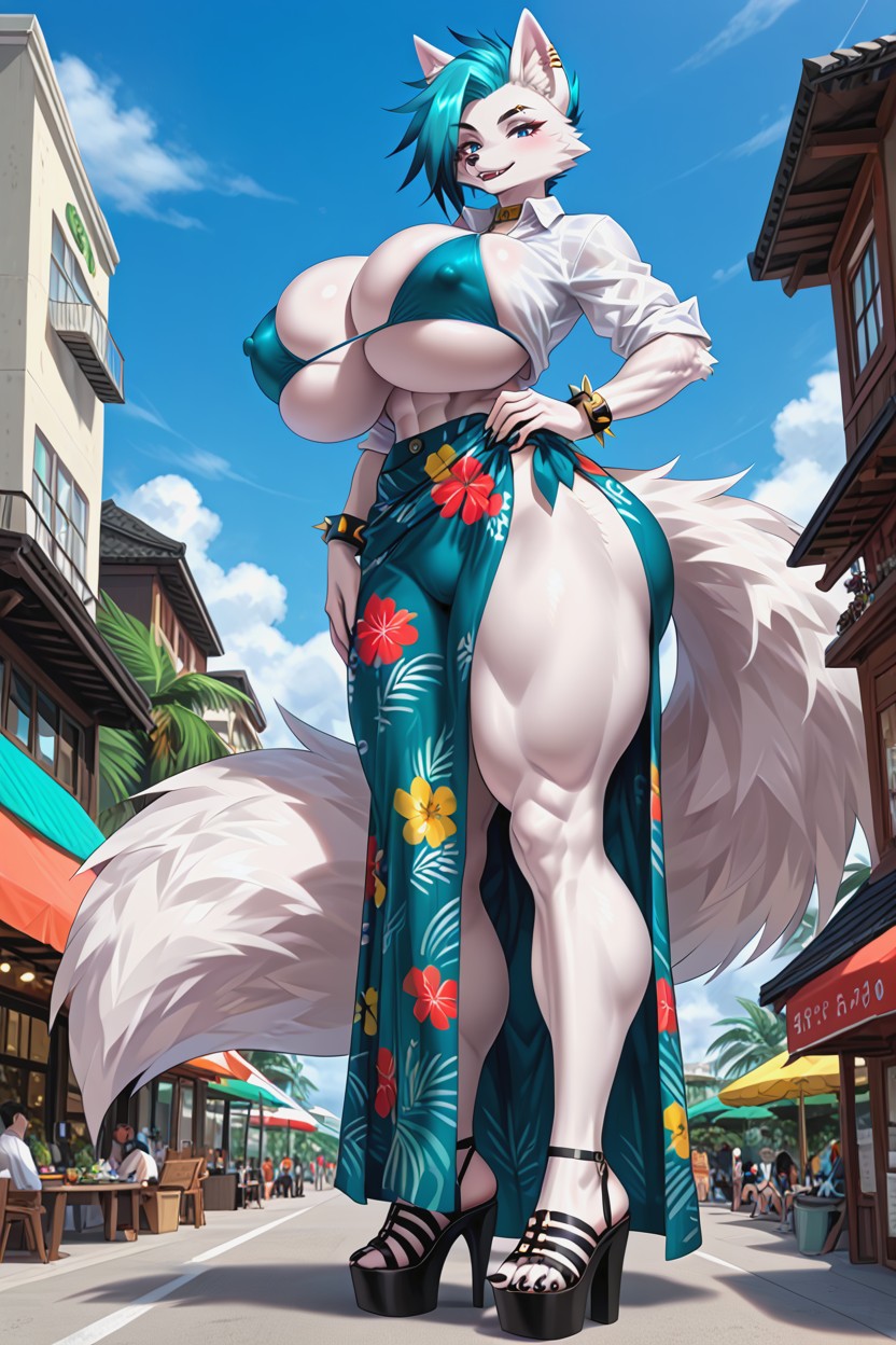 Smile, Gold Spiked Wristbands, Massive Spherical Butt Furry AI Porn