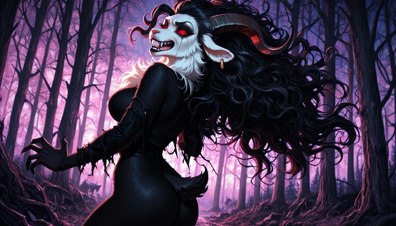 Black Lipstick, Female, Goat Tail Furry AI Porn