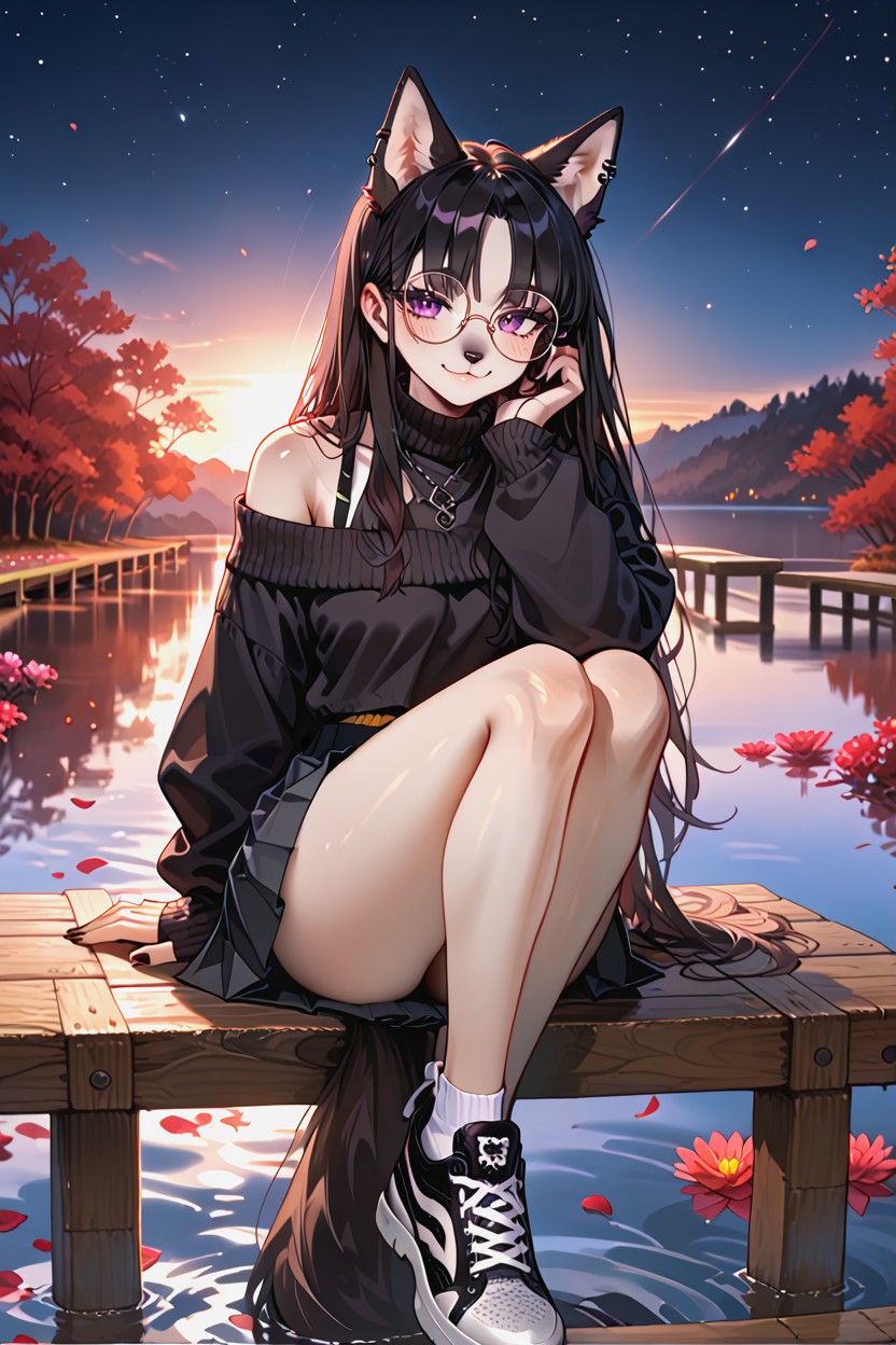 Round Frame Glasses, Tall, Cinematic Lighting Furry AI Porn