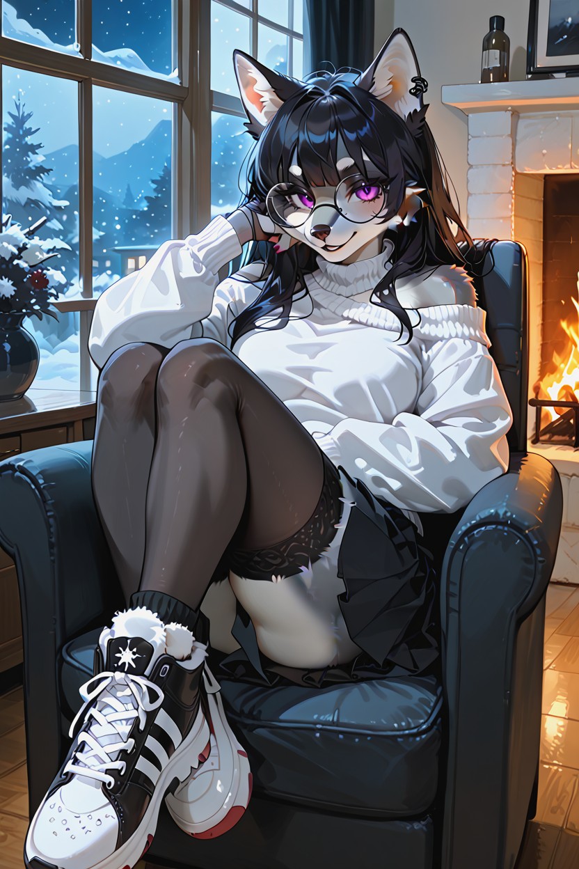 Beautiful Face, 健美的身体, Curled Up In Oversized Armchair AI獸人黃片