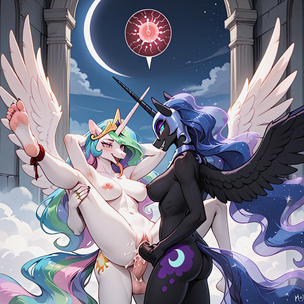 Happy, Medium Ass, Nightmare Moon Have Black Body And Cosmic Hair And Tail Furry AI Porn