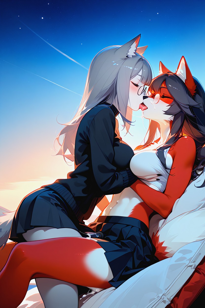 Female, Holding Breast, Heterochromia Furry AI Porn