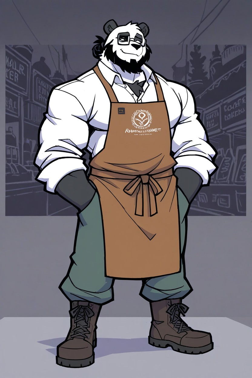 Calm Expression, Trimmed Beard, Fishmonger Furry AI Porn