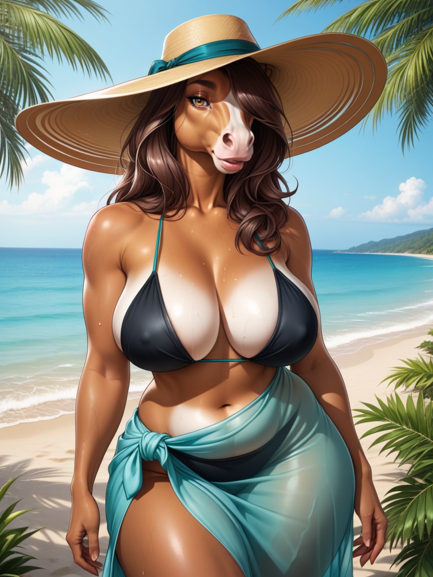 Palm Tree, White Skin, Beach Furry AI Porn