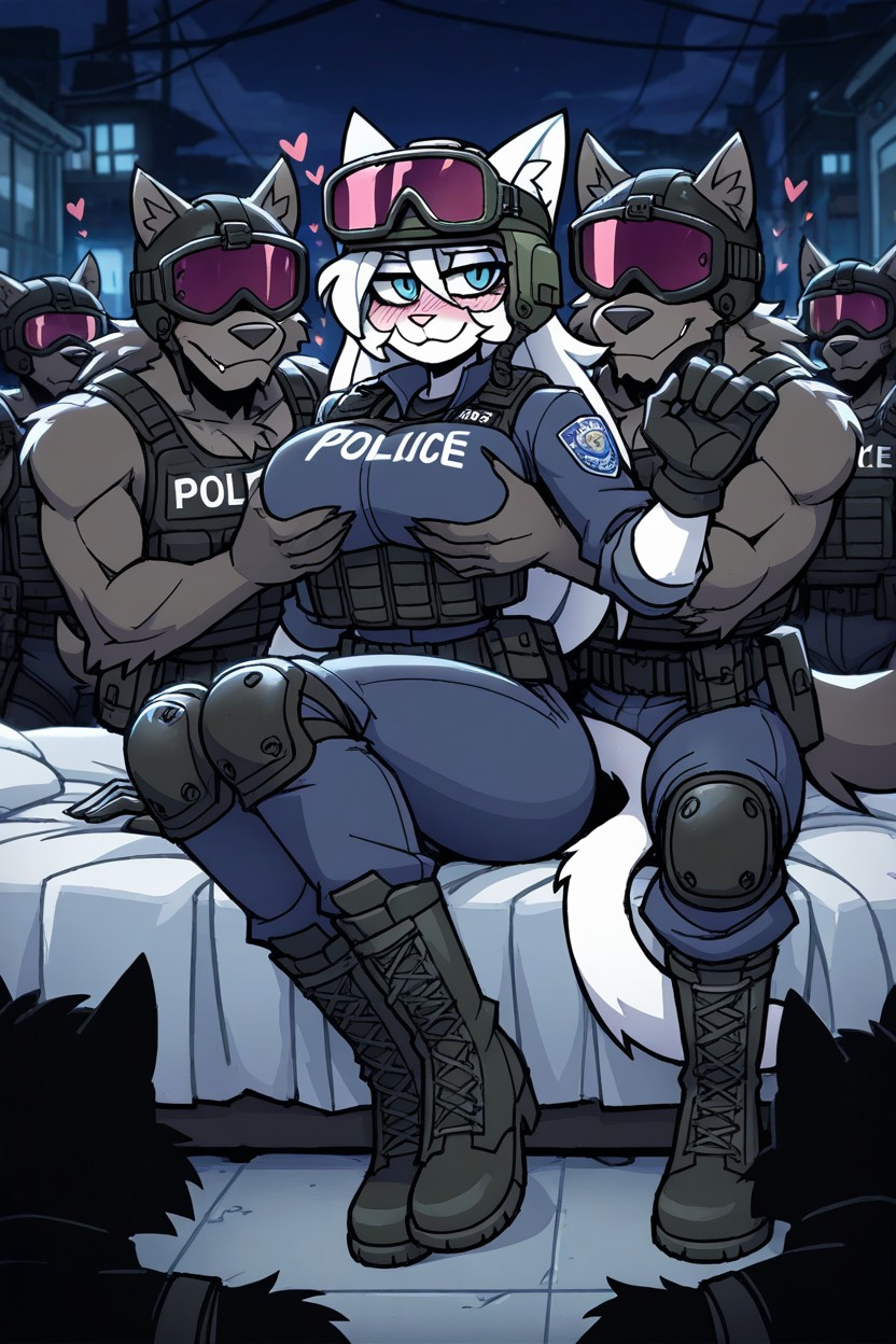 They Feel The Whole Body, Tactical Vest, White Skin Furry AI Porn