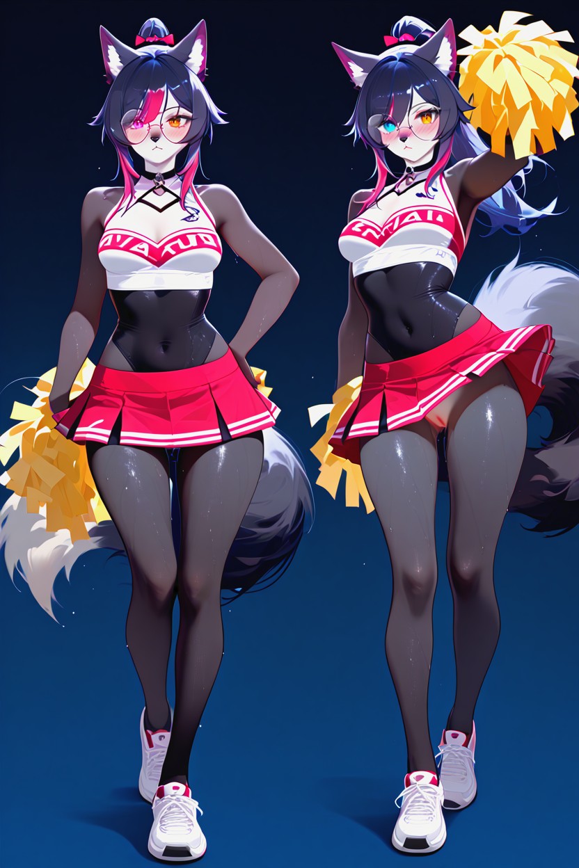 Ponytail, Dark Limb Gradient, Wet Pussy 퍼리 AI 포르노