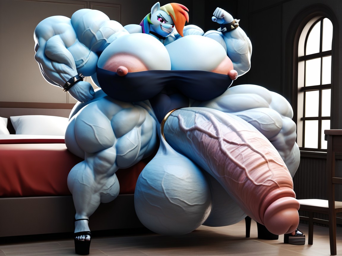 Corps Entier, Hyper Gigantic Veiny Penis, Hyper Gigantic Testicles Porno IA Furry