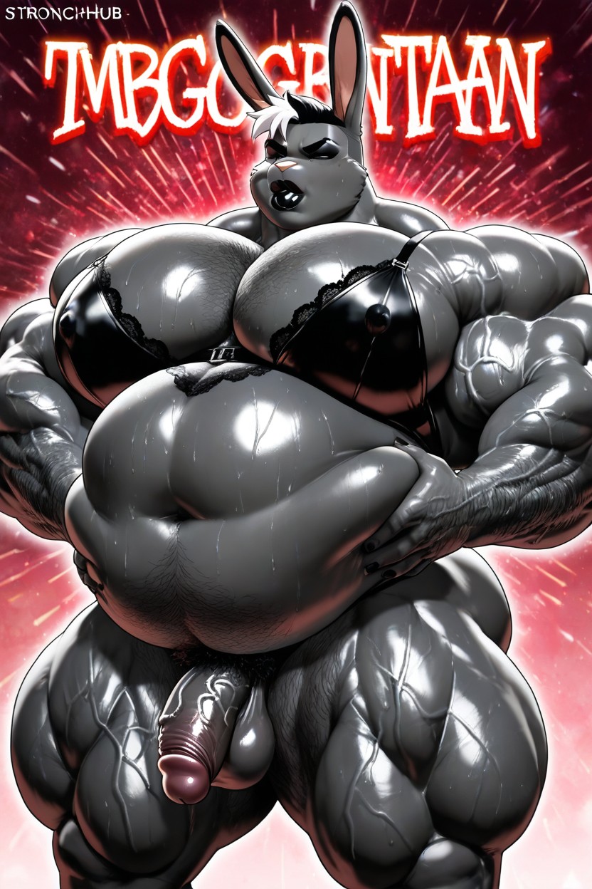Sweaty, Big Bloated Potbelly, Thick Arms Furry AI Porn