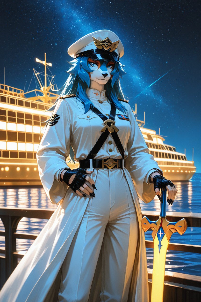 Standing On A Cruise Ship, Sword, Character Furry AI Porn