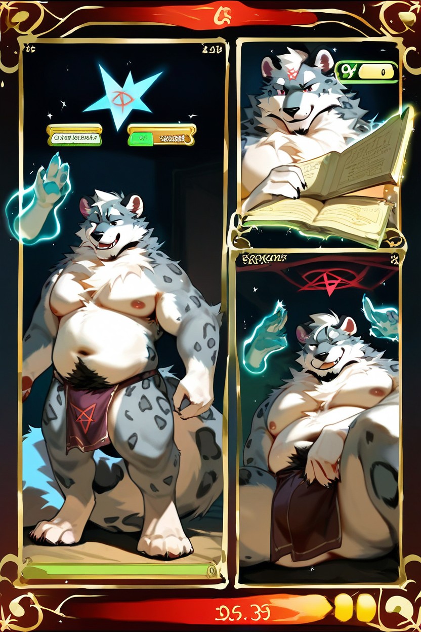 Flaccid Penis, Open Mouth Cheeky Smile, Big Fluffy Tail Furry AI Porn