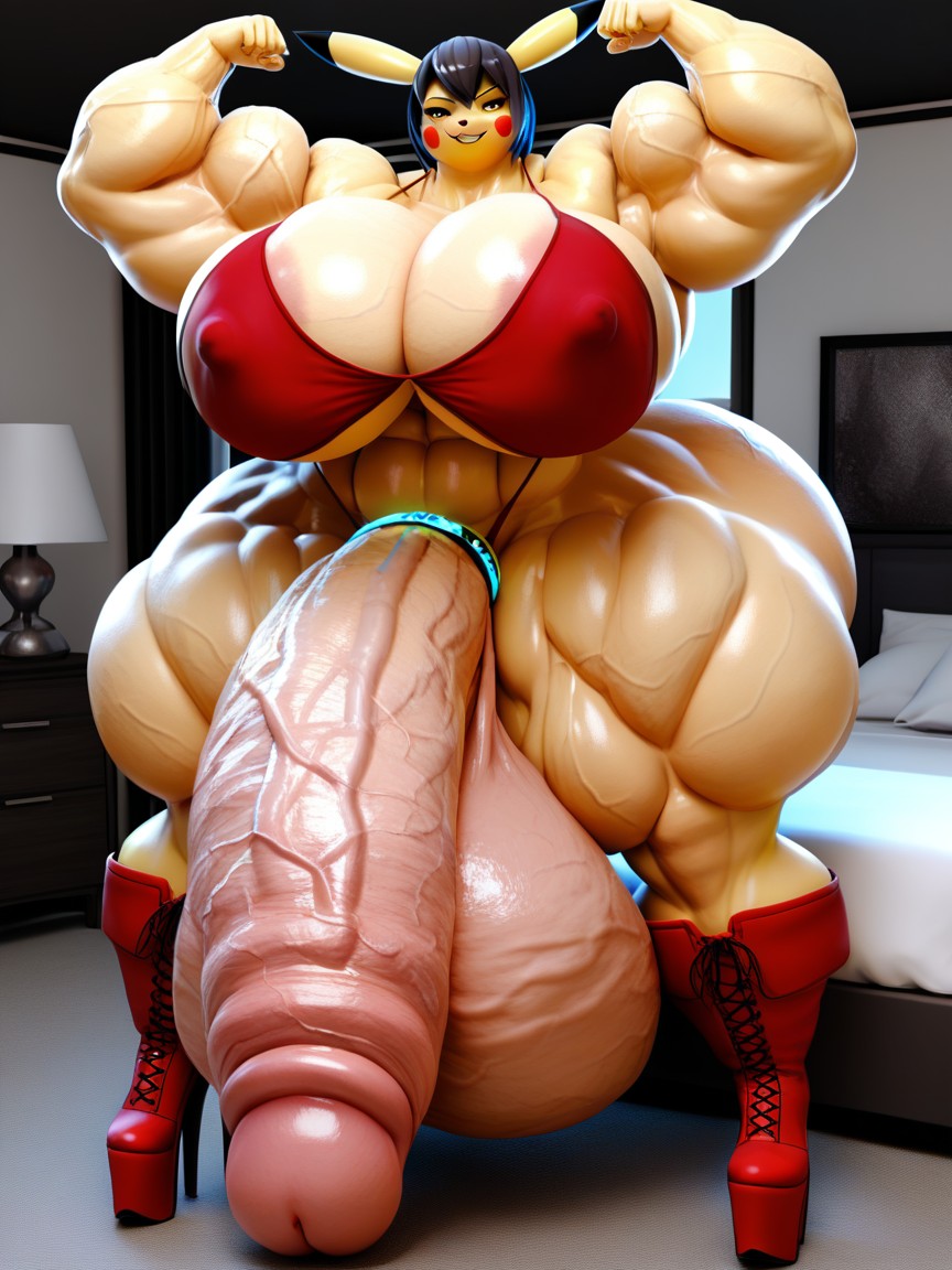 Erection Above Her Own Head, Hyper Gigic Ass, Black Hair Furry AI Porn