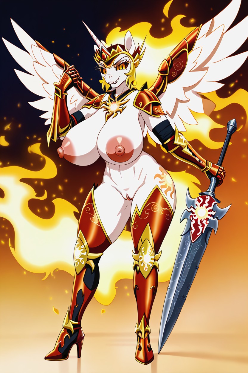 Large Pussy, Flaming Mane, Split Screen Furry AI Porn
