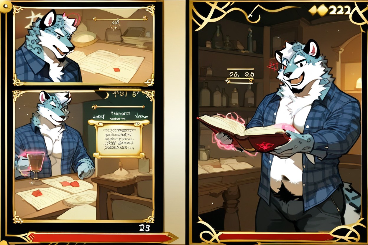 Crafting Magic, Channeling Aura Magic, Comic Furry AI Porn