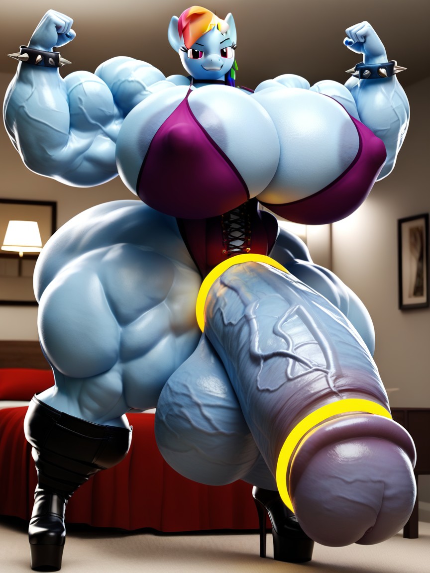 Hyper Gigantic Testicles, Hyper Gigantic Veiny Penis, D Render Furry AI Porn