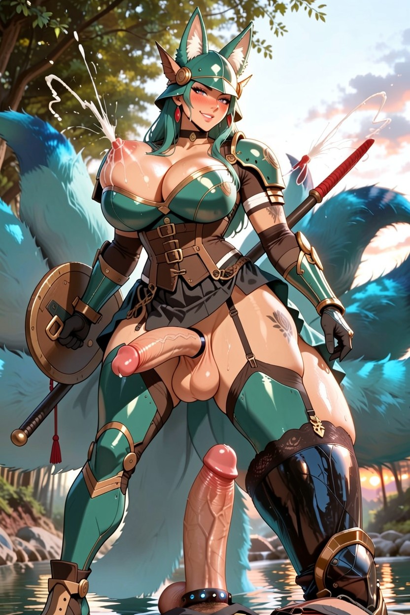 Lifting Armored Miniskirt, Perfect Skin, Gyaru Furry AI Porn