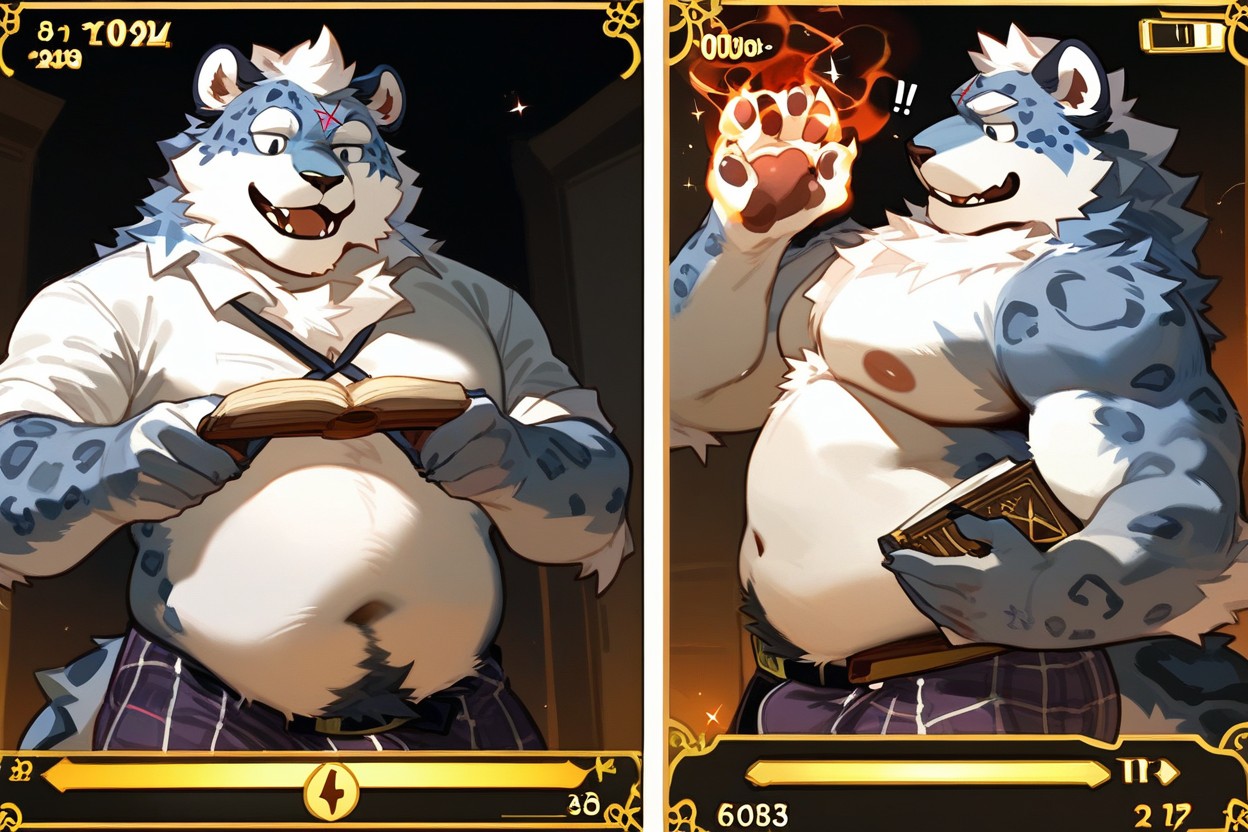 Text Chat, Game Status Menu, Broad Shoulders Furry AI Porn