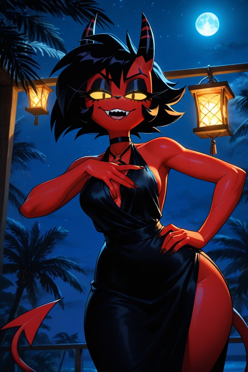 Helluva Boss Style, Front View, Black Eyeliner Furry AI Porn