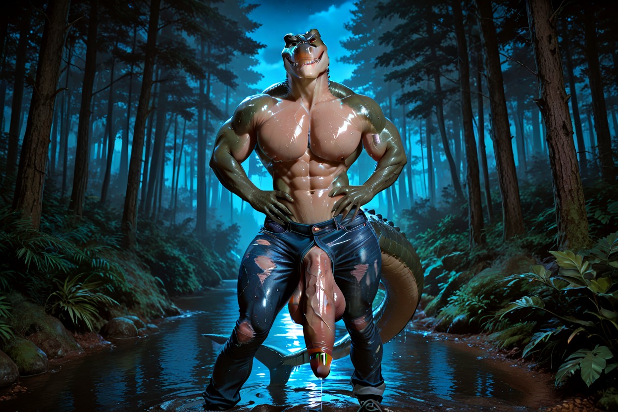 Big Balls, Extremely Large Ass, Thick Alligator Tail Furry AI Porn