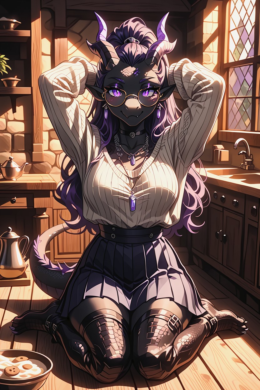 Medium Breast, Round-frame Glasses, Firm Ass Furry AI Porn