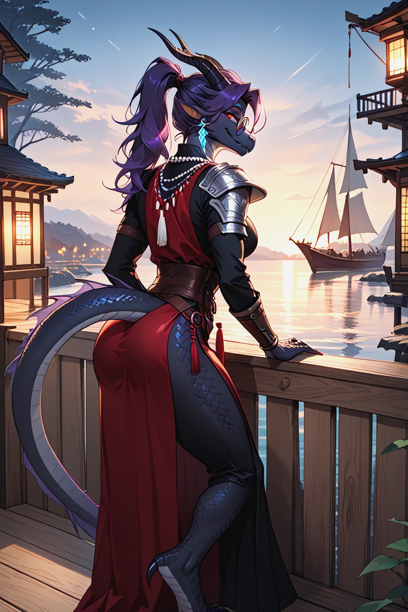 Unguligrade Legs, Cinematic Lighting, Fantasy Adventurer Clothing Porno IA Furry