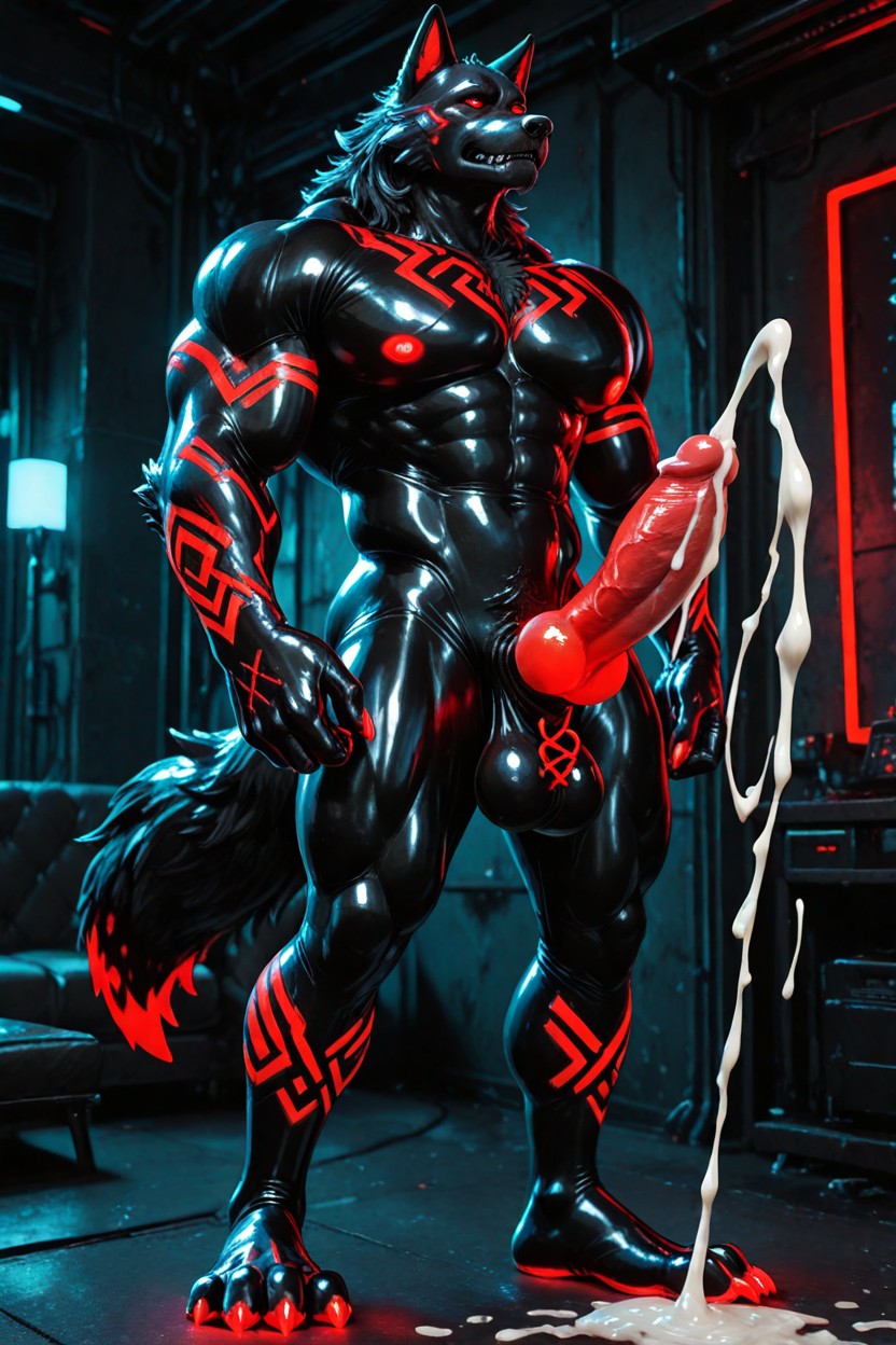 Massive Feet, Black Rubber Hands, Smooth Body ファーリーAIポルノ