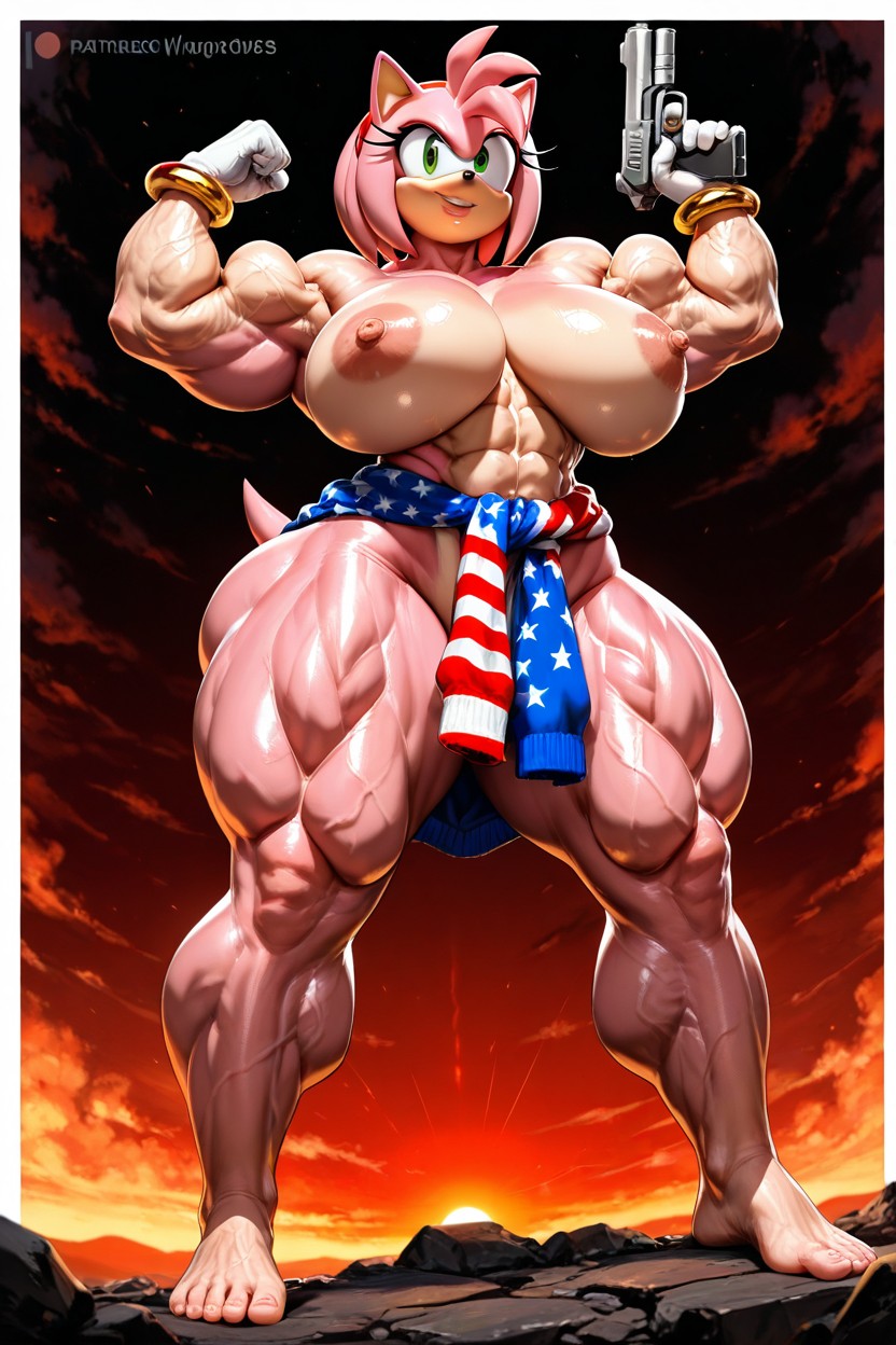 Huge Muscles, Side Front View, Holding Gun Porno IA Furry