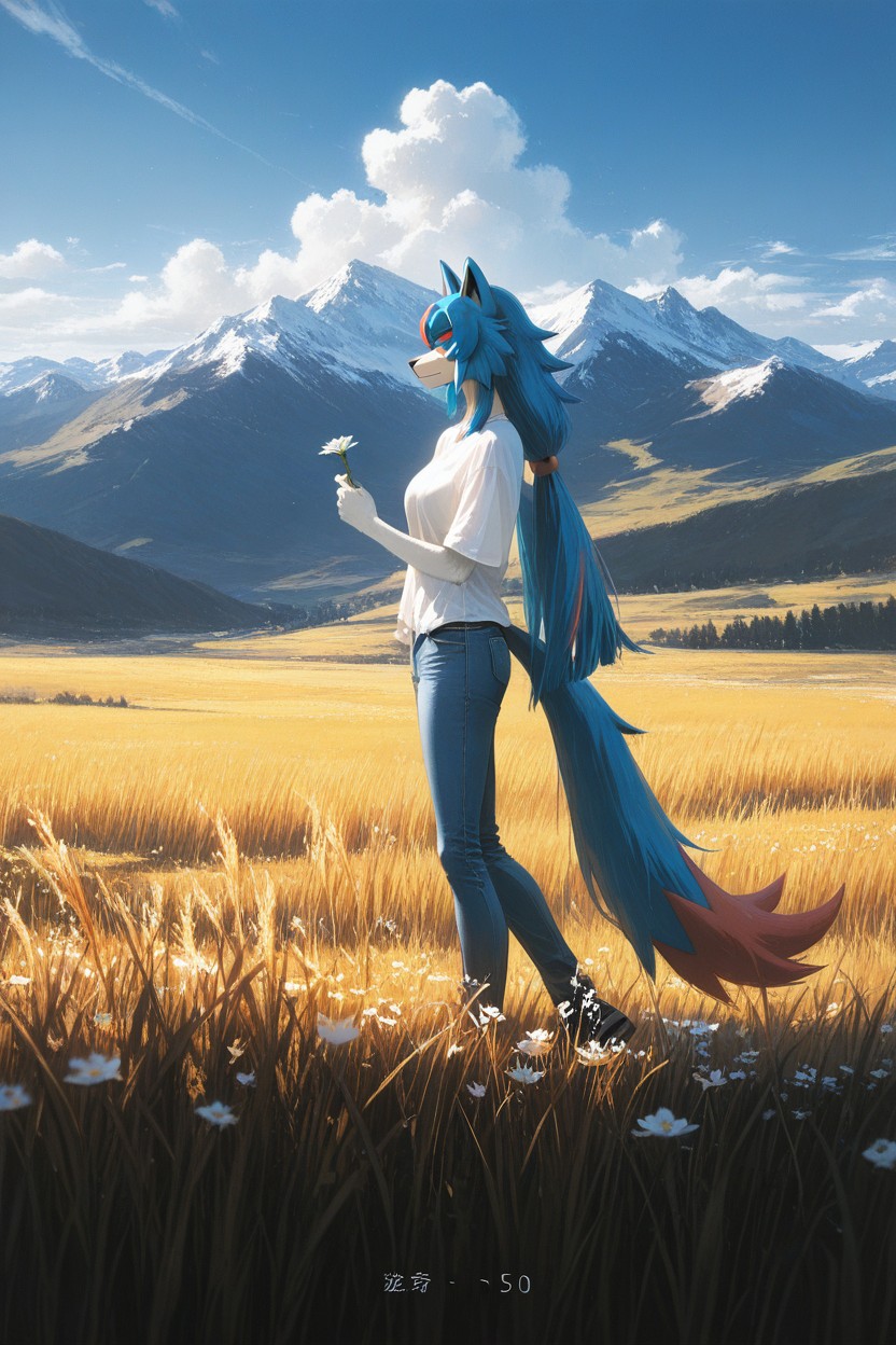 25+, Clouds, Vue De Côté Porno IA Furry