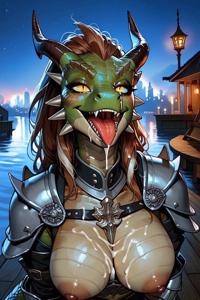 Medieval Warrior Outfit, Warm Copper Highlights, Spiky Crest AI獸人黃片
