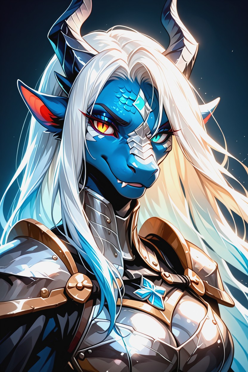 Close Up, Left Eye Sapphire Blue, Upper Body Focus Furry AI Porn