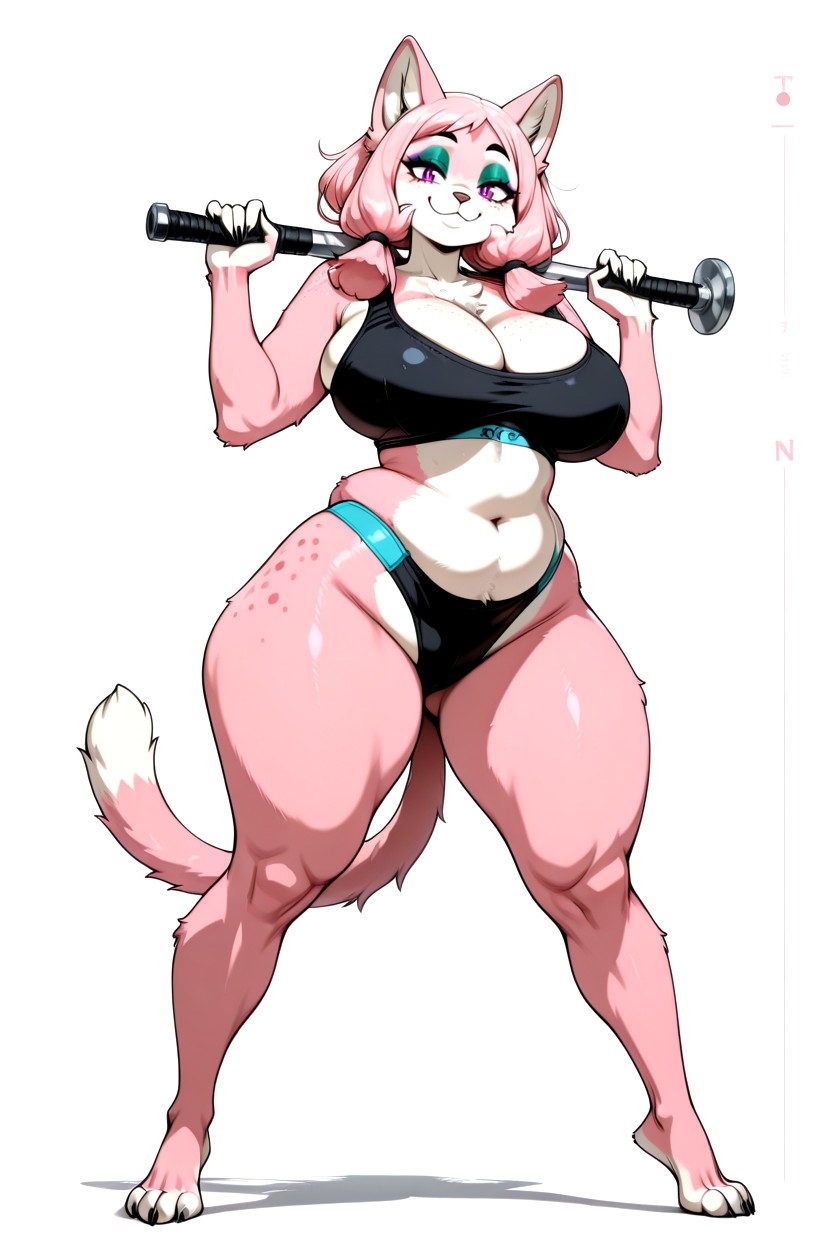 Front View, Standing Legs Apart, Black Sport Bra AI獸人黃片