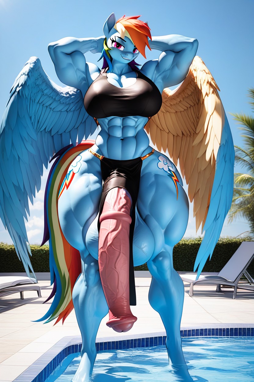 Very Tall Futanari, Swimming Sport Suit, Extremely Large Ass Furry AI Porn