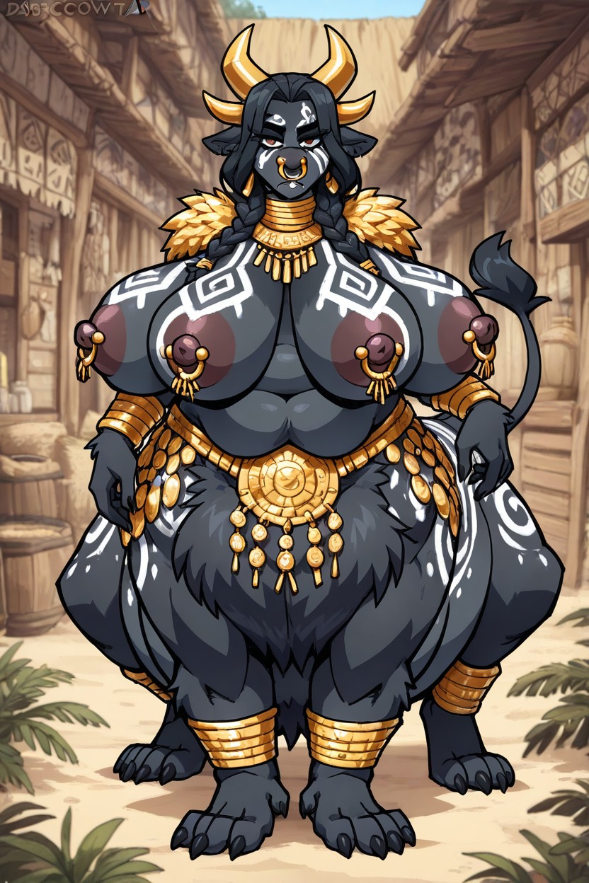 Tribal Markings, Nose Ring, Tail Furry AI Porn