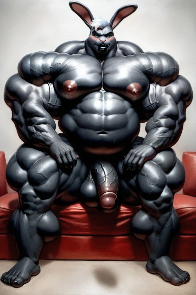 Large Nipples, With Colossal Hyper Muscles And Gargantuan Oversized Biceps, Sweaty Porno IA Furry