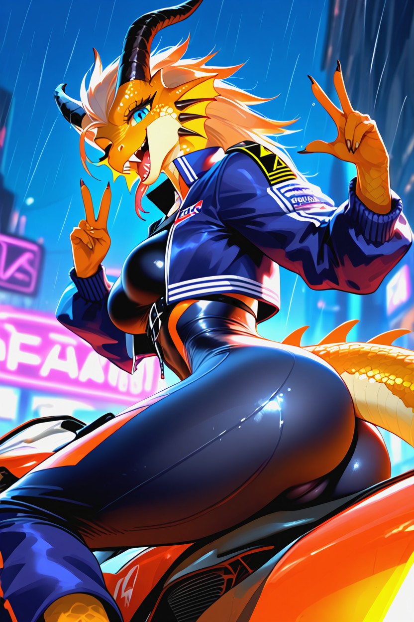 Rabo De Bolha, Coxas Grossas, Futuristic Racing Suit Pornografia peluda com IA
