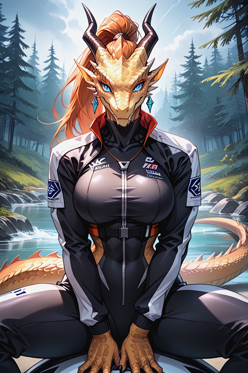 Futuristic Racing Suit, Purple Cropped Racing Jacket, Big Ears Porno IA Furry