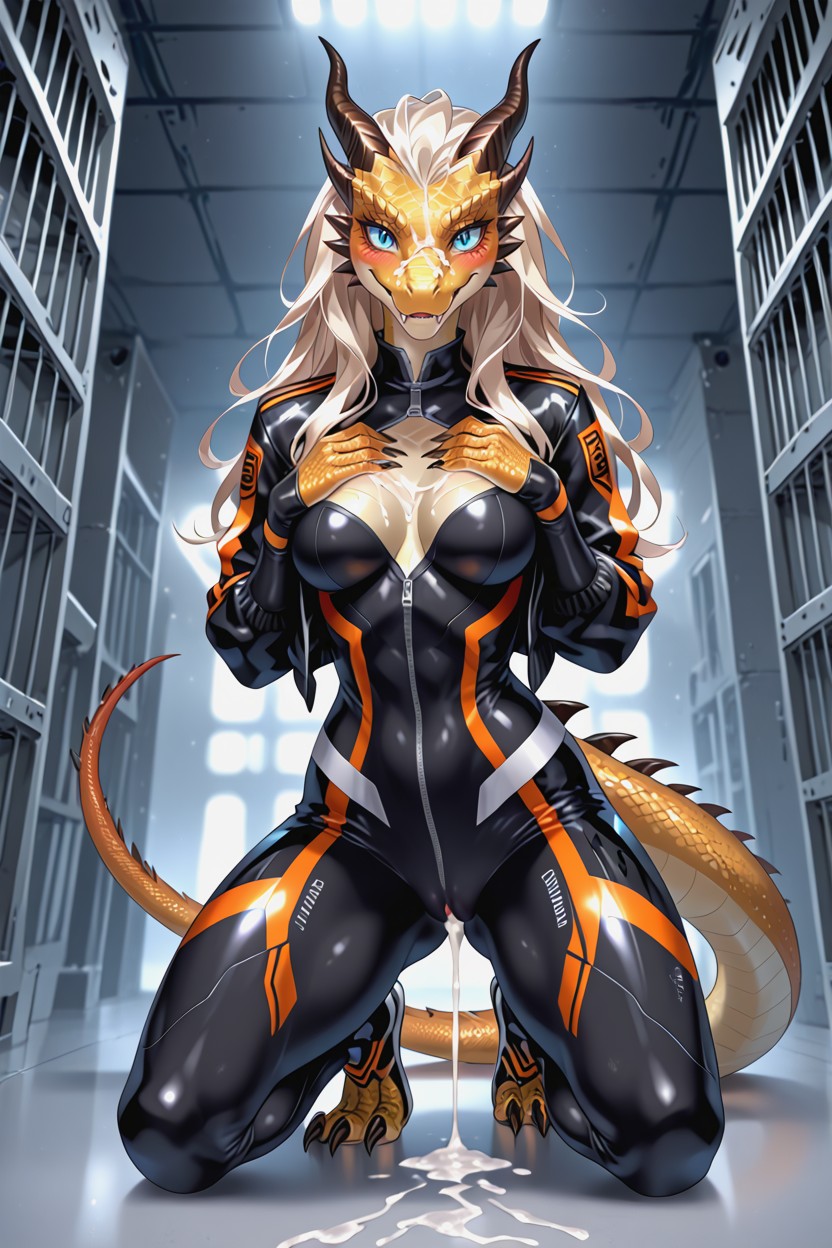 Pussy, Matte Black Bodysuit, Reinforced Shoulder Panels AI獸人黃片